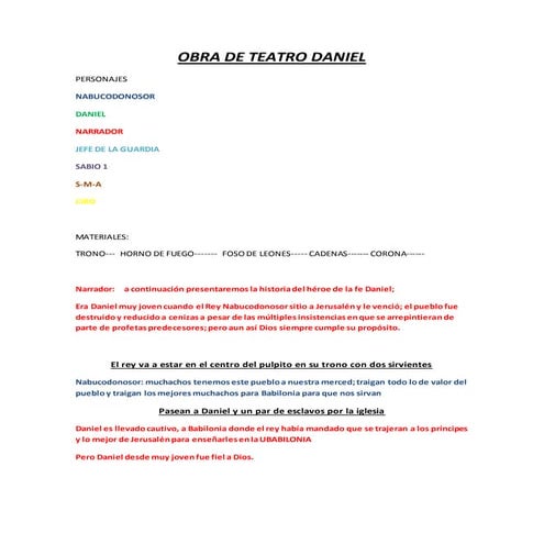 Obra de teatro daniel