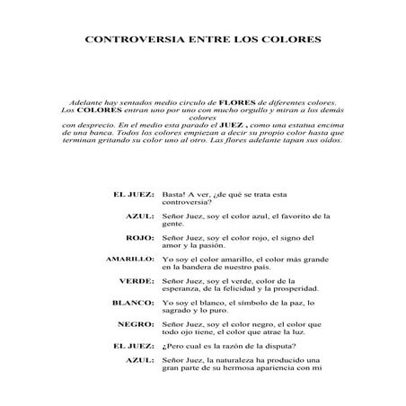 Obra  infantil controversia entre los colores