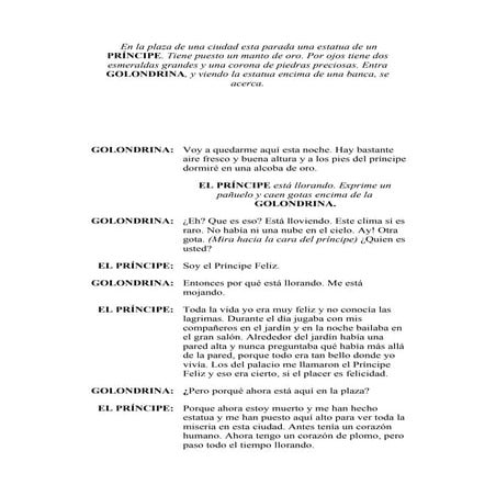 Obra  infantil principe  feliz