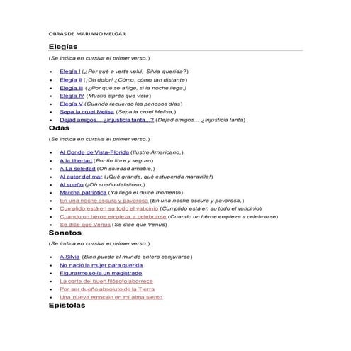 Obras de mariano melgar