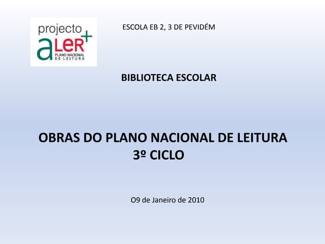Obras Do Pnl 3º Ciclo