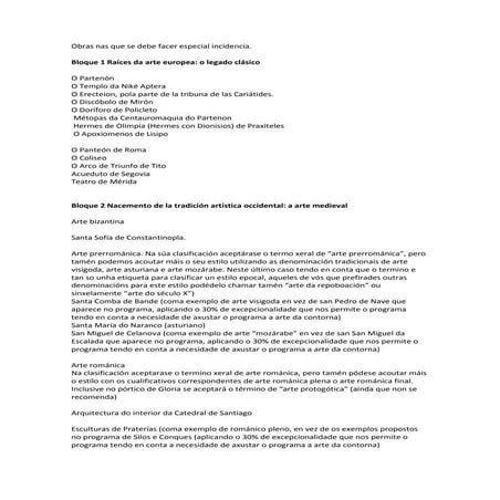 Obras en las que se debe hacer especial incidencia