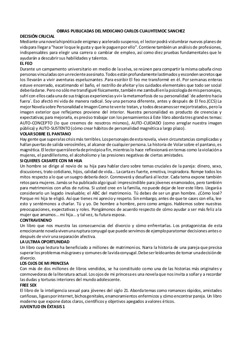 Obras Publicadas Del Mexicano Carlos Cuauhtemoc Sanchez