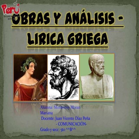 Obras y análisis  lirica griega