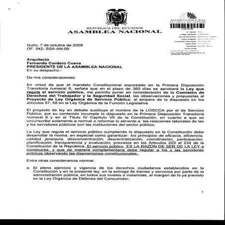 OBSERVACIONES A LA LEY ORGANICA DE SERVICIO PUBLICO
