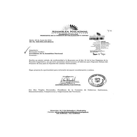 Observaciones informe segundo debate proyecto ley fijacion limites territoriales