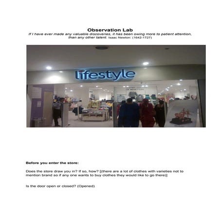 OBSERVATION IN A RETAIL STORE | DOCX