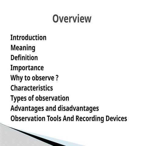 Observation as an instrument of Data collection