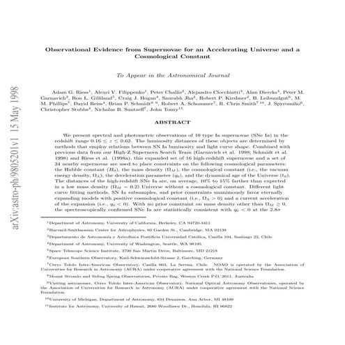 Observational evidence from supernovae for an accelerating universe and a cos...