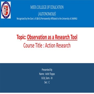 Observation as a Research Tool