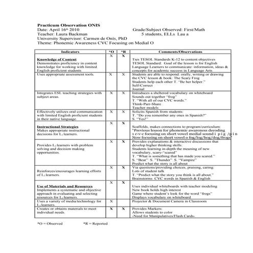 Observation By Dr. Carmen de Onis PhD 04162010
