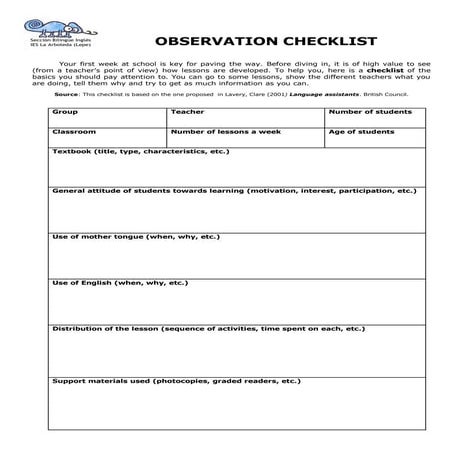 Observation Checklist