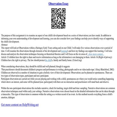 Observation Essay