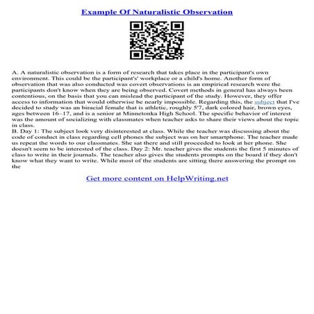 Observation Essay Samples