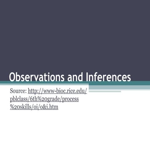 Observation & Inference Notes