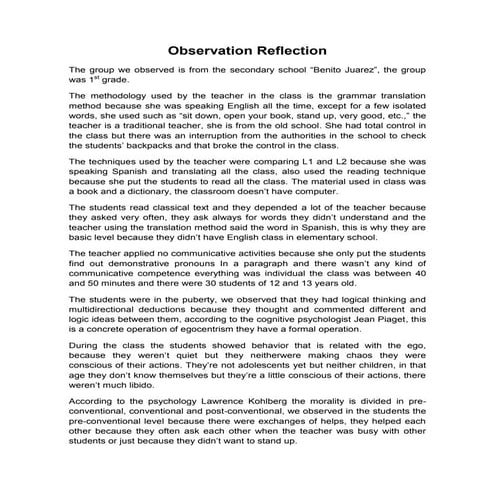 Observation reflection