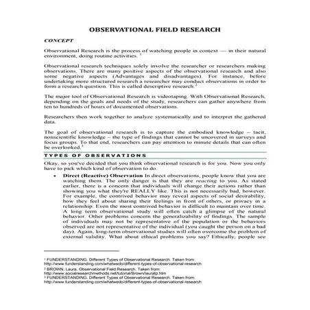 Observation Research Reading