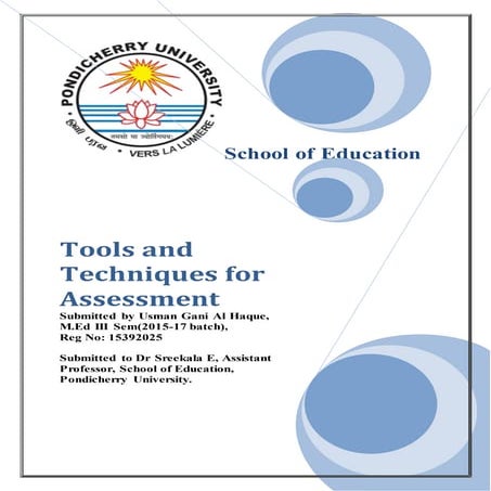 Tools and Techniques for Assessment