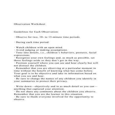 Observation WorksheetGuidelines for Each Observation.docx
