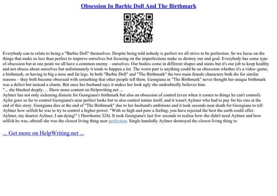 Obsession In Barbie Doll And The Birthmark