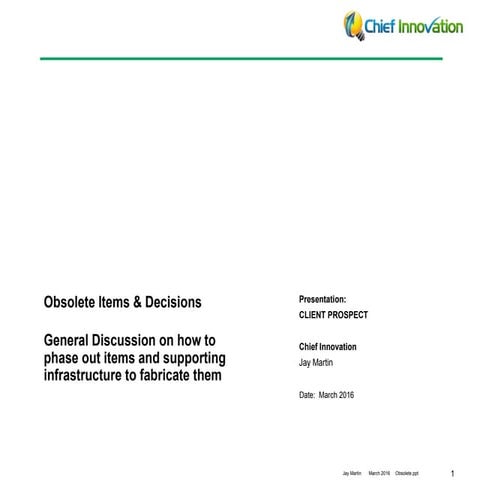 Obsolete / Obsolescence for Parts & Materials