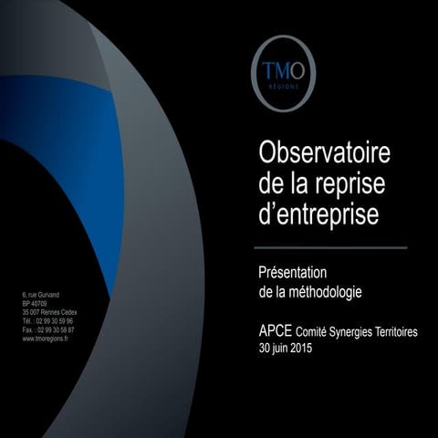 Observatoire TMO Régions de la reprise d'entreprise 