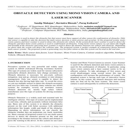 Obstacle detection using mono vision camera and