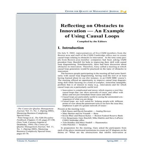 Obstacles to innovation   using causal loops