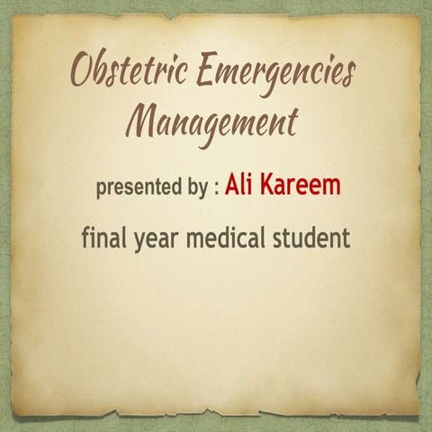 Obstetric emergencies | PPTX