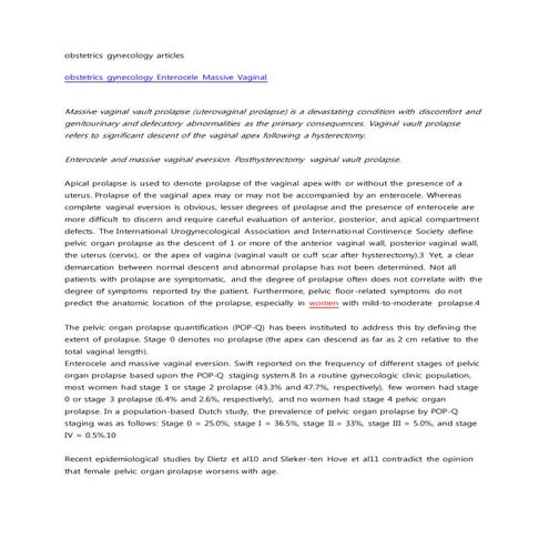Obstetrics gynecology articles