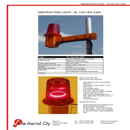Obstruction lights - Lentoestevalot