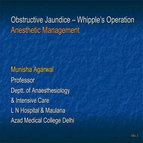 Obstructive jaundice Anesthesia Management