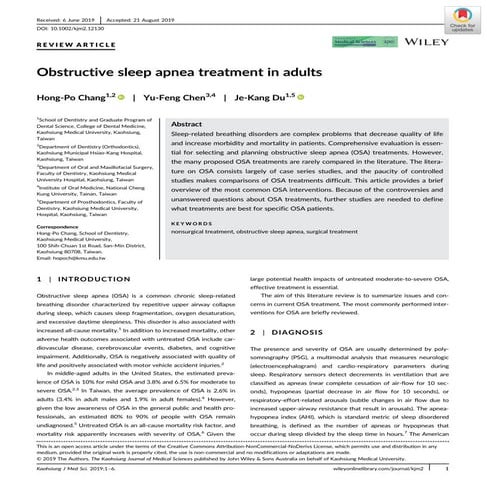 Obstructive sleep apnea treatment in adults chang2019 | PDF