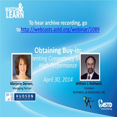 Obtaining buy in to competency models