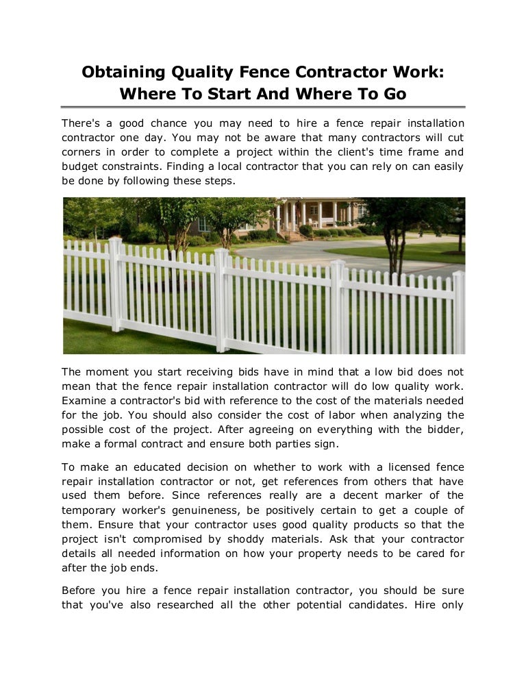 Obtaining quality fence contractor work where to start and where to go