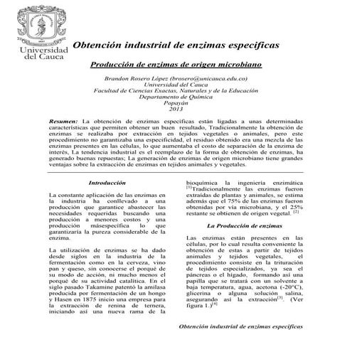 Obtención industrial de enzimas especificas