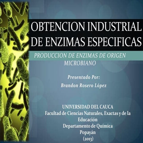 Obtencion industrial de enzimas especificas Presentacion