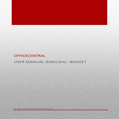 OfficeCentral User Manual for Budget Management (English) V1R1