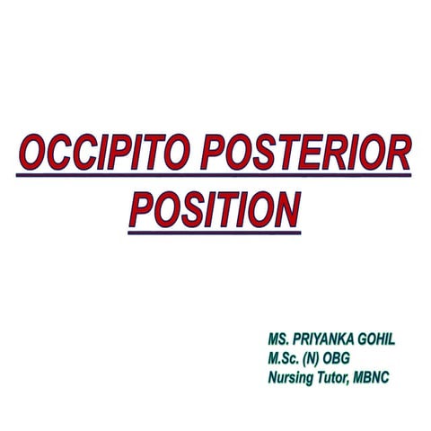 Occipito posterior position