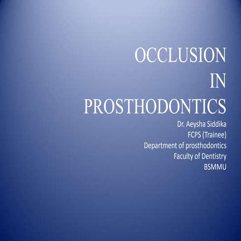 Occluion in prosthodontics