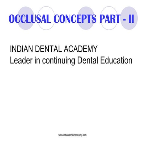 Occlusal concepts part 2/prosthodontic courses