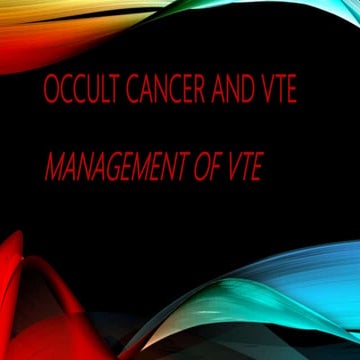 Occult cancer and vte
