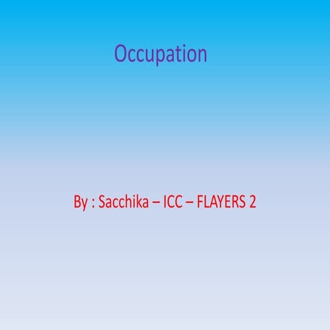 Occupation | PPT