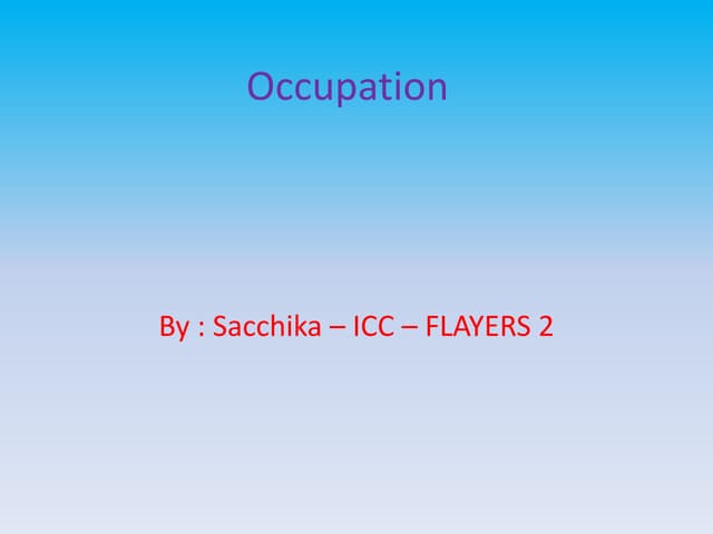 Occupation | PPT