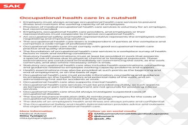 Occupational health care in a nutshell