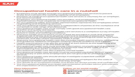 Occupational health care in a nutshell