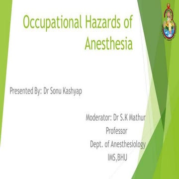 Occupational hazards of Anesthesia