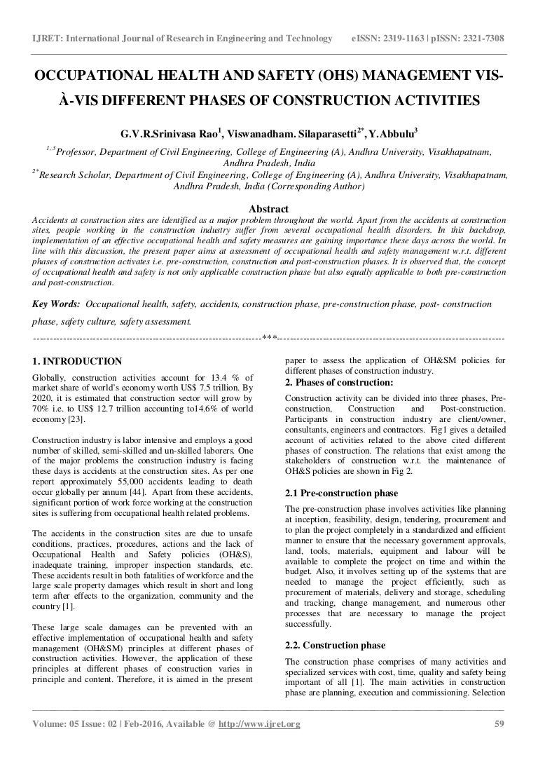 Dissertation occupational health safety