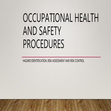 Occupational Health and Safety Procedures 2022