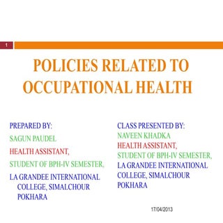 Policies related to Occupational he...